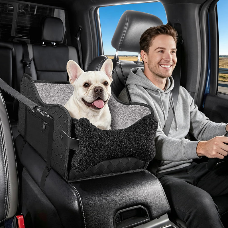 Data Mist Center Console Dog Car Seat,Pet Puppy Middle Console Dog Car Seat for Small Dogs (Black, Large)