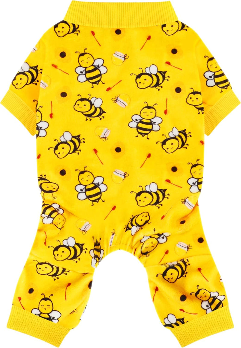 Paiaite Dog Pajamas Onesie: Comfortable Four-Legged Apparel for Small, Medium, & Large Dogs, Polyester Material for Comfort, Wrinkle Resistance, Moisture Wicking, Stretchiness Cute Bee XS