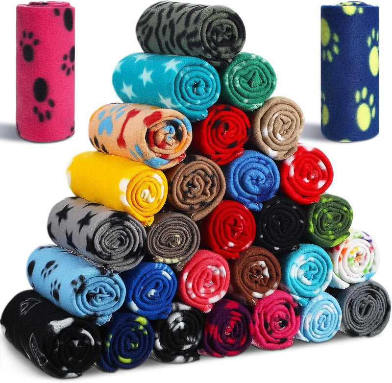 Chumia 28 Pcs Puppy Blanket Bulk Fleece Dog Blanket