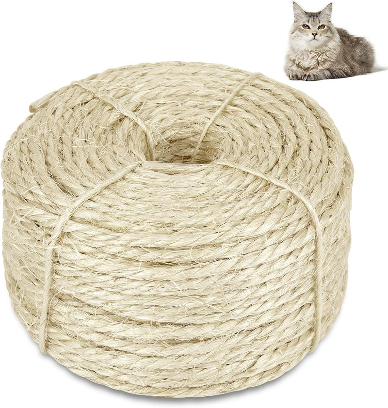 164 Ft Sisal Rope for Cat Tree, 1/6 Inch Natural Twine, Natural Color