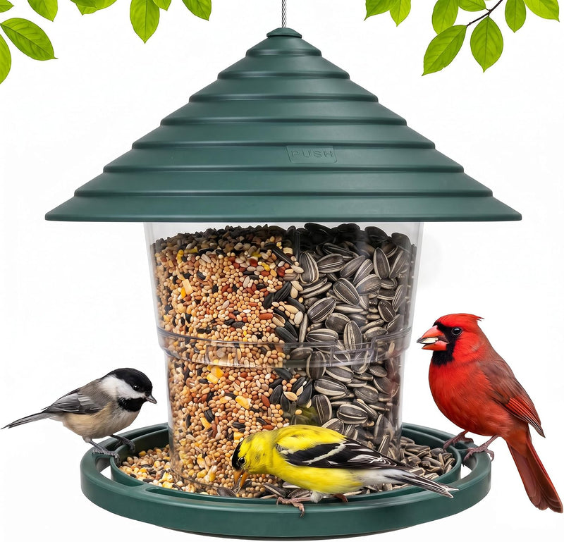 HABAU Bird Feeders for Outdoor Plastic Hanging Bird Seed Feeding