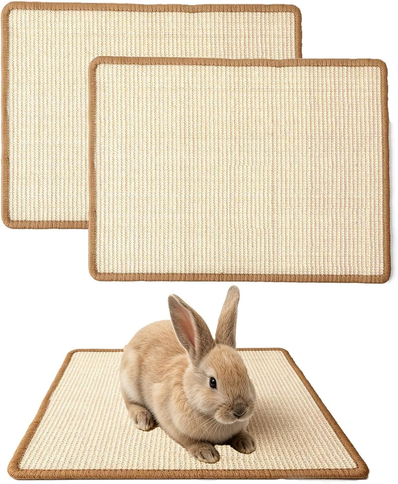 2PCS Rabbit Scratching Mats, Natural Sisal Bunny Scratch Pad, 16x12in