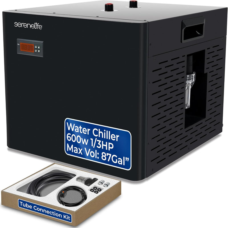 SereneLife 79-Gallon Cold Plunge Chiller – 1/3 HP Ultra-Quiet Aquarium, Hydroponics & Fish Tank Cooling System with Tita