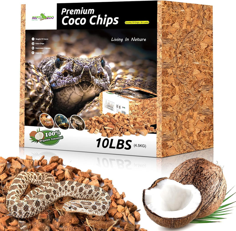 REPTI ZOO 72 Quart Reptiles Coconut Chip Substrate, Coco Husk Reptiles Bedding for Ball Python, Snakes, Geckos, Lizards,