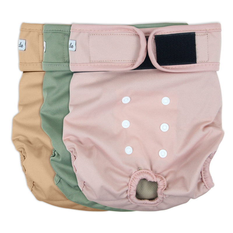 Grecle Washable Female Dog Diapers - Premium Reusable Diapers for Doggie in Heat - Highly Absorbent Dog Diapers Female for Pet Incontinence with Adjustable Snaps (Pink, M)