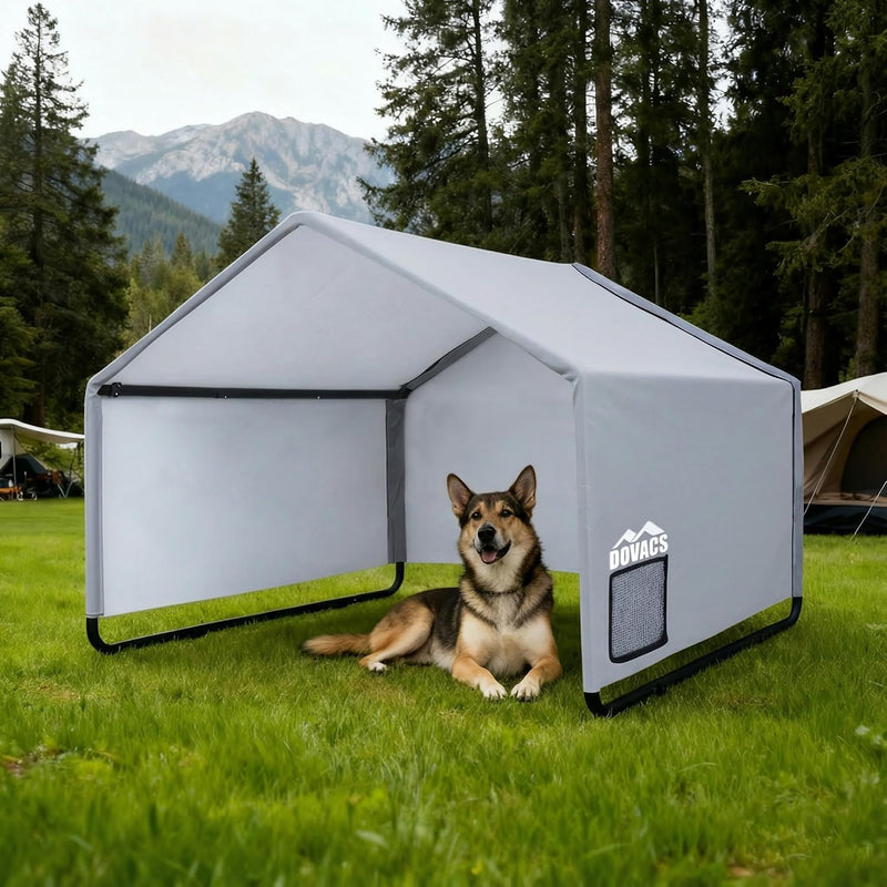 3 in 1 Extra Large Dog Canopy Outside,All-Season Outdoor Dog Shade XL with Roller Shutters and Removable Door,Pet Shelte