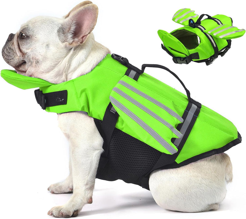 Petglad Dog Life Jacket, Cute Wings Adjustable Dog Life Vest with Chin Float and Handle for Swimming Boating Reflective