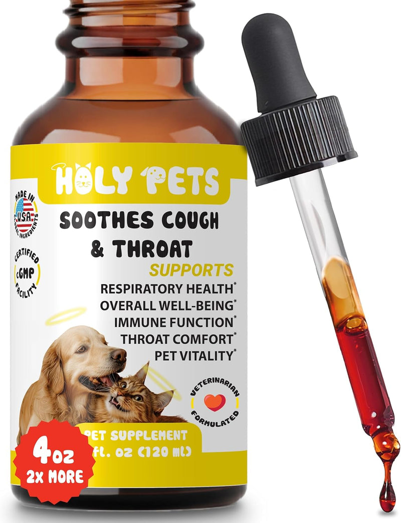Cough Medicine for Dogs & Cats, Kennel Cough Treatment, Respiratory Infection Support - Sneezing Relief & Cough Treatment - Pet Asthma Support - Made with Natural Ingredients in The USA (4oz)