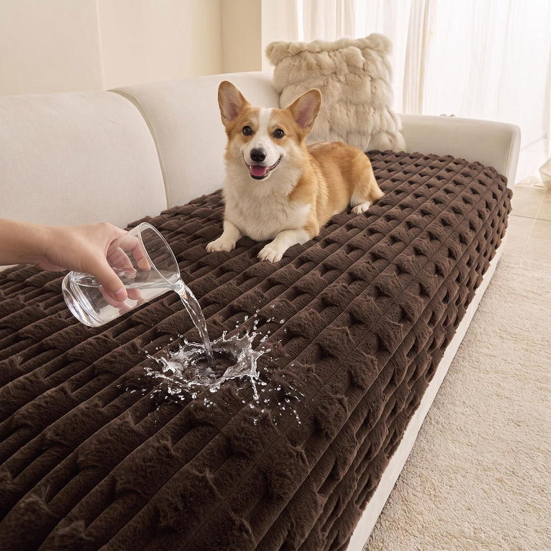 MYSKY HOME Waterproof Couch Covers for Dogs Washable, Chocolate, 35