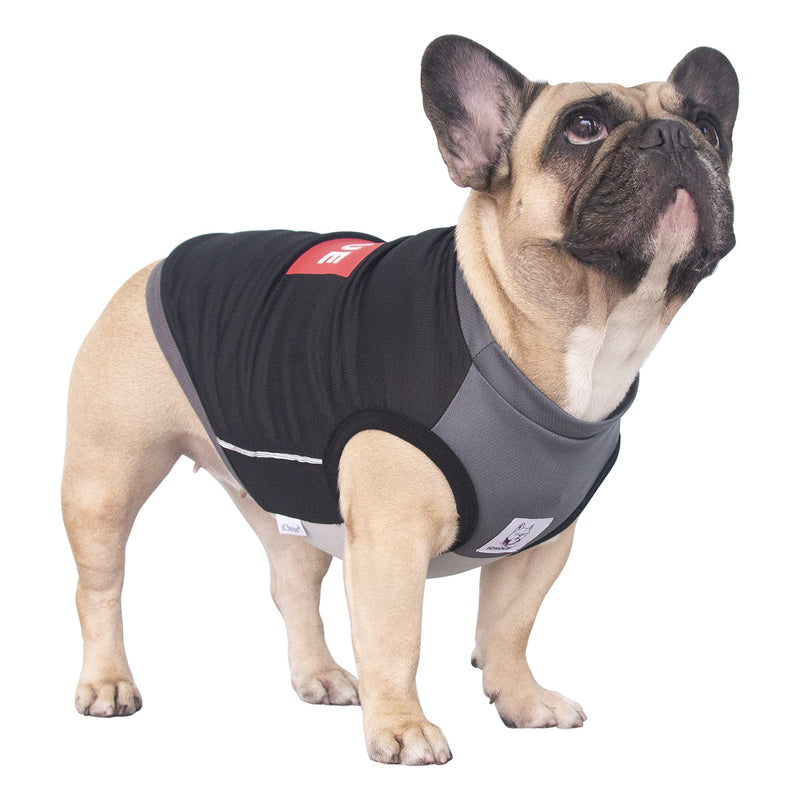 iChoue French Bulldog Summer Cooling Shirt for Dogs UV Sun Protection Vest Sleeveless Stretchy Tank Top English Pug Grey Black - Medium