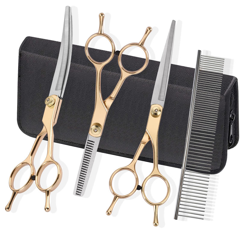 Fcysy Dog Grooming Kit for Cat Dog (Gold 5 Pcs)