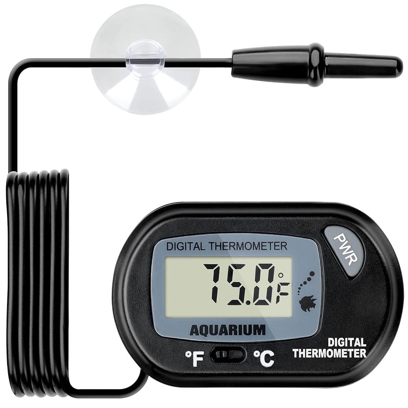 Simple Deluxe LCD Digital Aquarium Thermometer, Reptile Fish Tank Water Terrarium Temperature with Suction Cup for Turtl