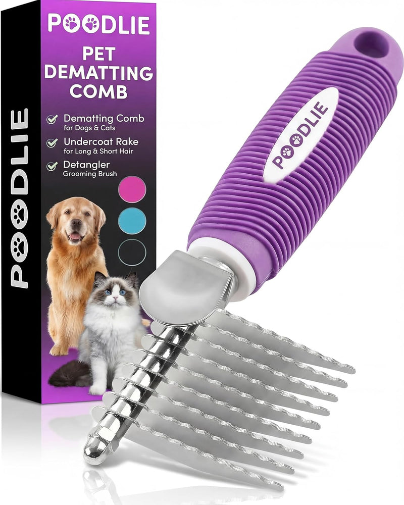 Poodle Dematting Fur Rake Comb Brush for Dogs and Cats - Long 2.5