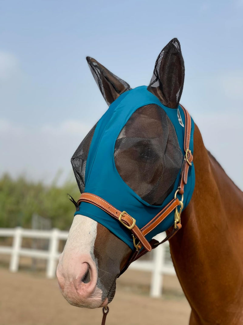 Horse Fly Mask Super Comfort Horse Fly Mask Elasticity Fly Mask with Ears We Only Make Products that Horses Like… (Dark