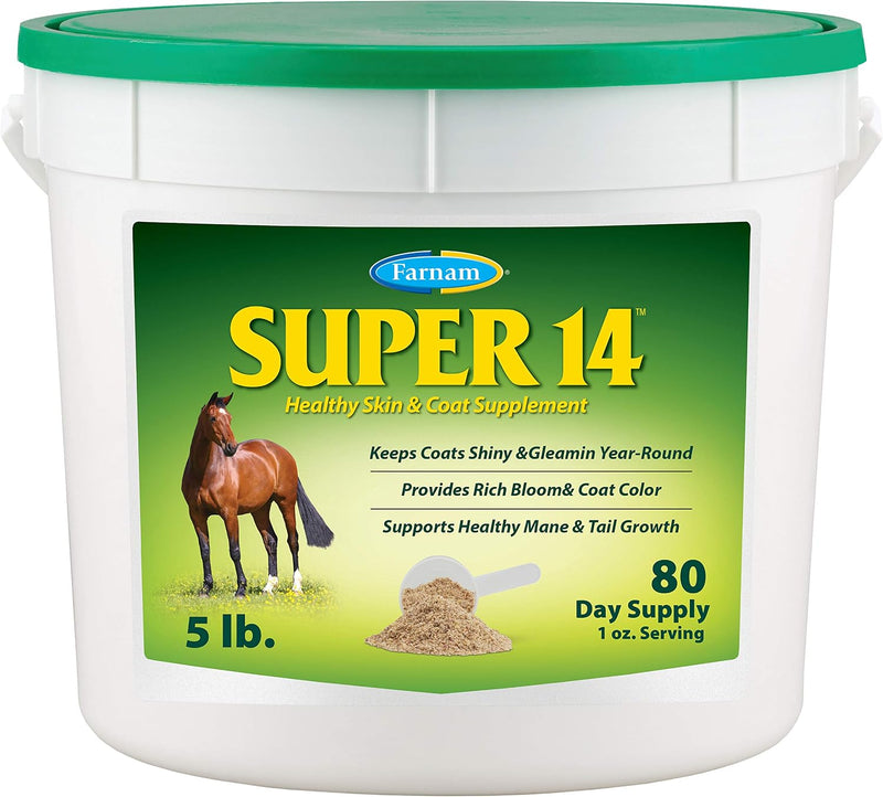 Farnam Super 14 Healthy Skin & Coat Supplement for Horses, Keeps Coats Shiny & Gleaming Year-Round 5 Pound, 80 Day Suppl