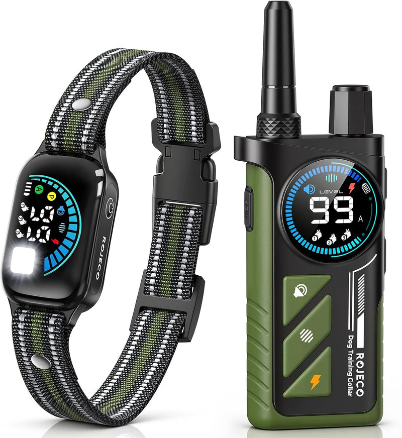 ROJECO 2-in-1 Dog Shock Collar & Dog Bark Collar,Smart Anti-Barking