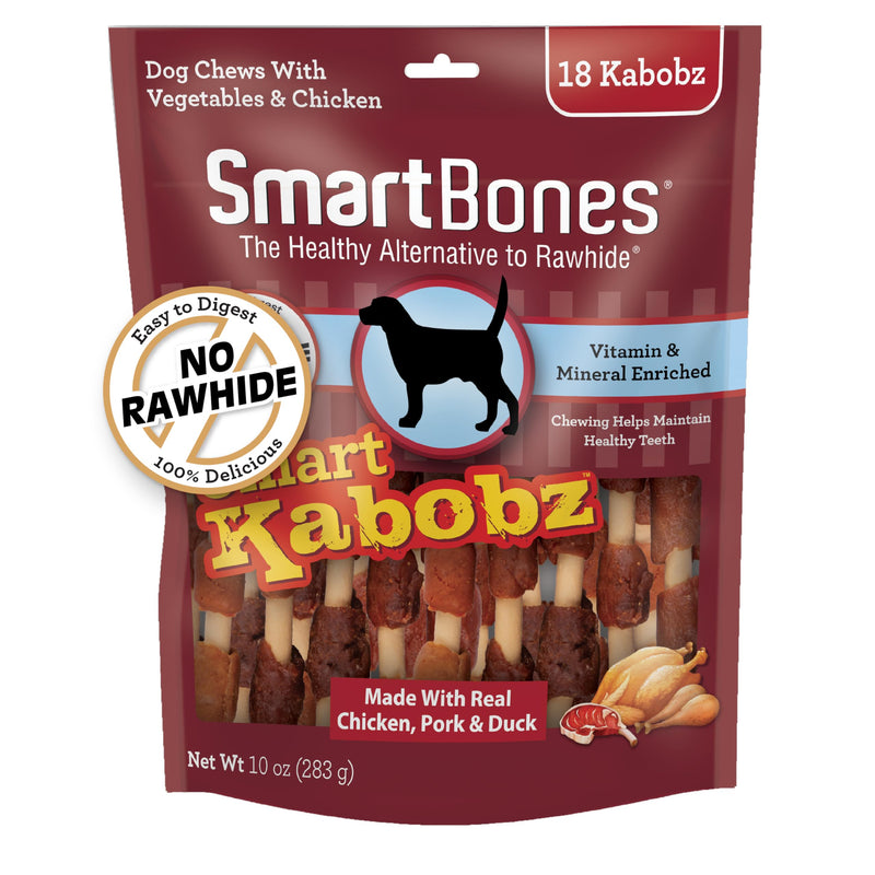 SmartBones Smart Kabobz With Real Chicken, Pork and Duck, Rawhide-Free Chews for Dogs, 18 Count