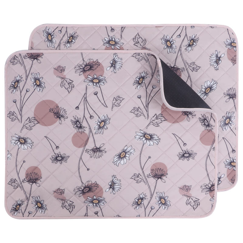 IEUUMLER Washable Pee Pads for Dogs, 2 Pack Non-Slip & Waterproof Pack Whelping Pad, Reusable Washable Puppy Potty Training Pad with Fast Absorbent for Playpen EU007 (Pink Daisy, 24