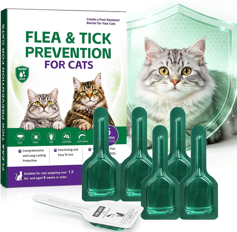 Treatment for Cat | Topical Preventative for Cats | 6 Doses Supply