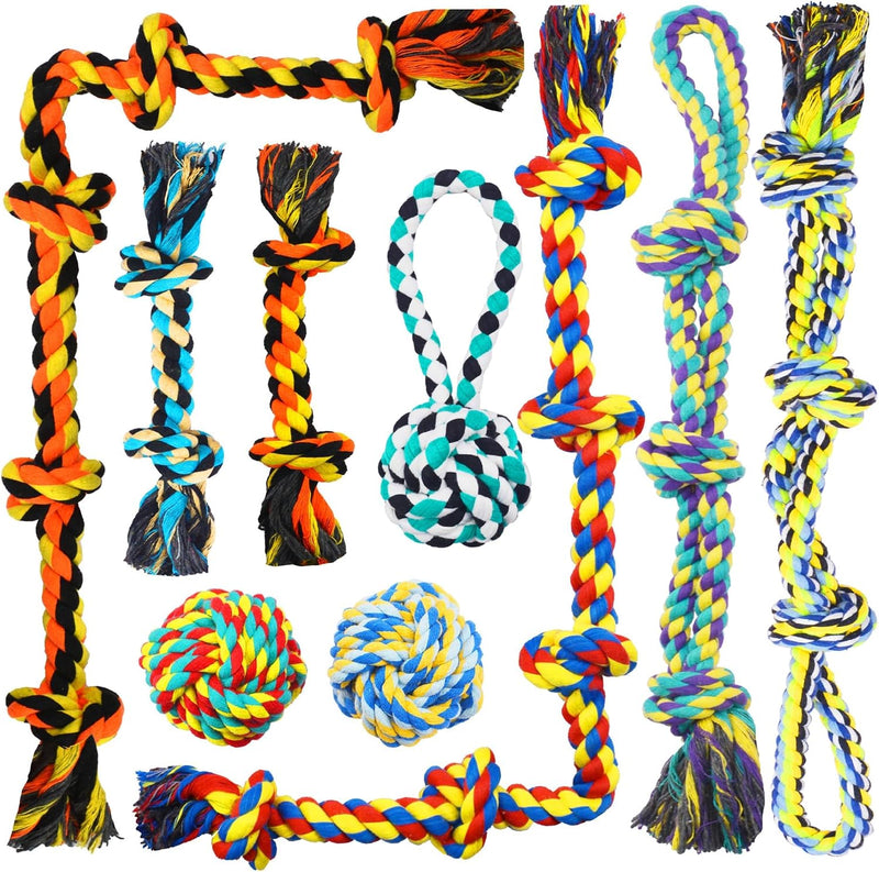 Speedy Panther 9 Pack Large Dog Rope Toys for Aggressive Chewers, 5 Knots Indestructible Chew Toy Kit for Medium Large D