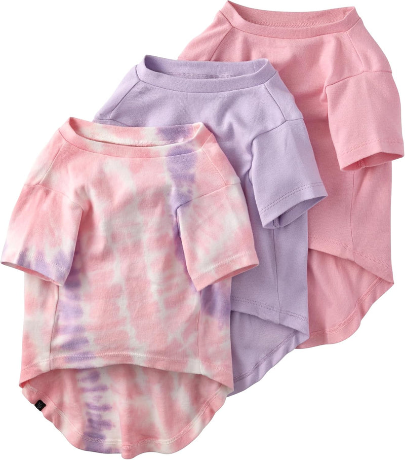 Pet Passion Toby II Dog T-Shirt, 3 Pack, Pink Tie Dye, Small