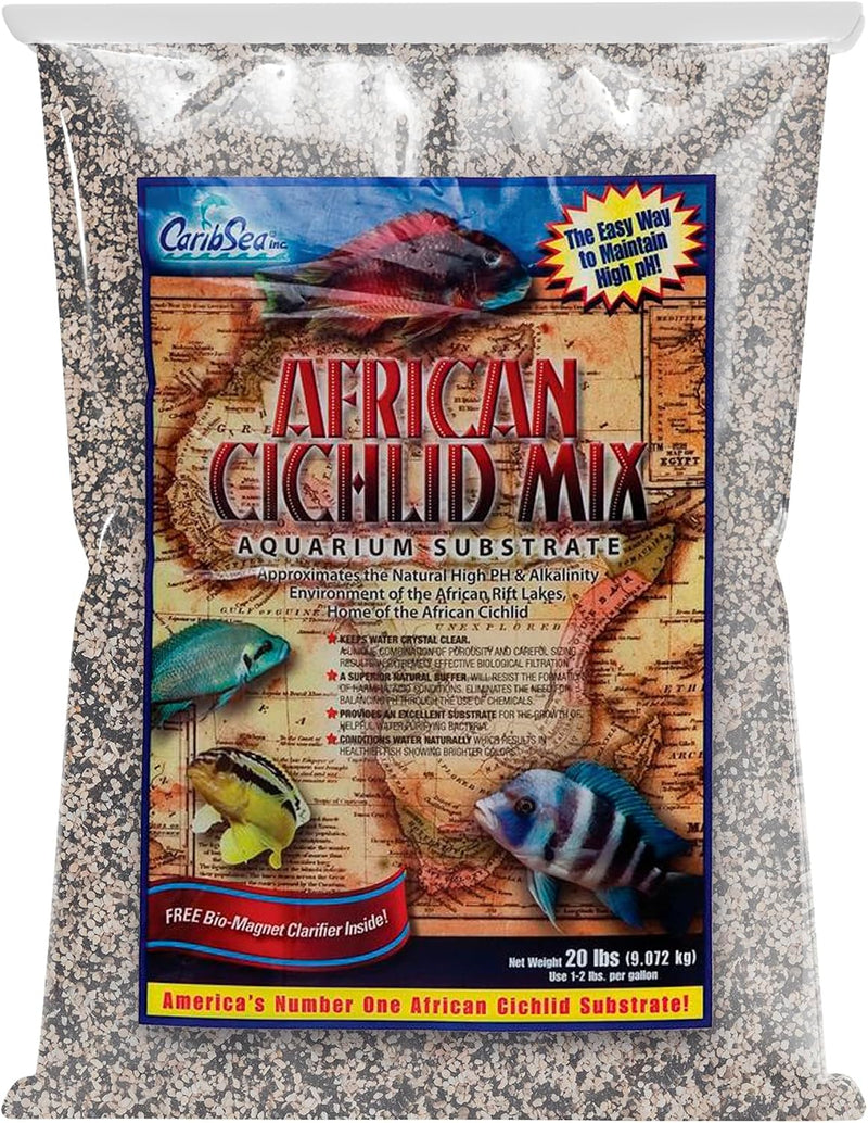 CaribSea African Cichlid Mix Sahara Sand - 20 lb - Natural Substrate Buffers pH, Ideal for African Cichlids, Enhances Co
