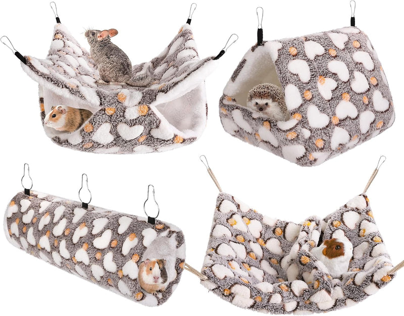 MCEAST 4 Pieces Small Pets Cage Accessories Hanging Hammock Sleeping Bag Tunnel and Bed Hideout Set Warm Sleep Nap Sack