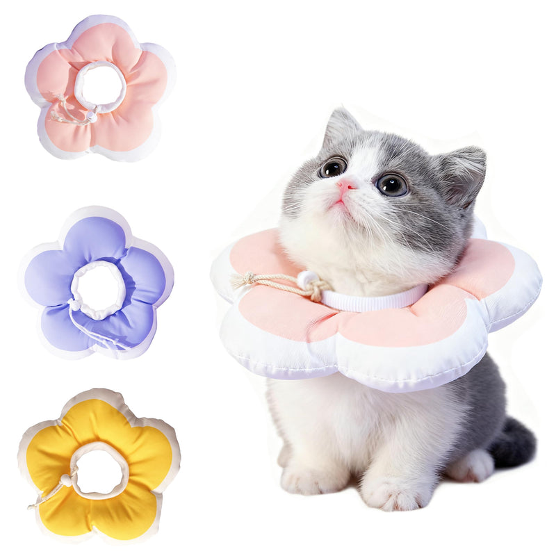 KOOBURS Cat Cone Collar Soft, Adjustable Kitten Cones After Surgery, Waterproof Kitten e Collar Soft to Stop Licking(Pink Flower, XS)