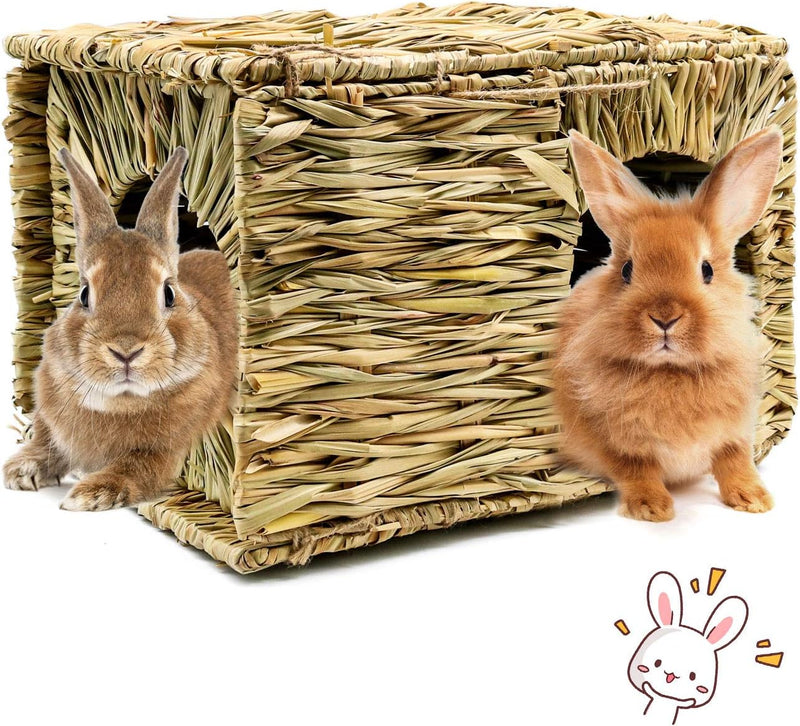 BWOGUE Extra Large Grass House for Rabbits, Crafted Natural Grass Hideaway