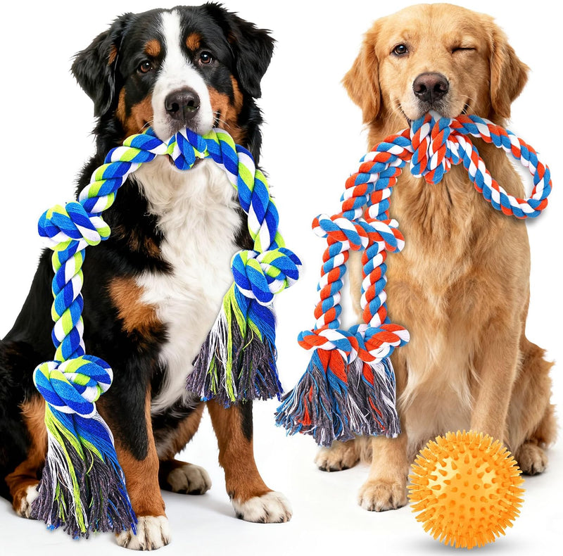 Tough Dog Toys for Aggressive Chewers – 3 Pack Tough Chew Toys for Large Dogs, Strong Rope Toys Ideal for Tug-of-War & T