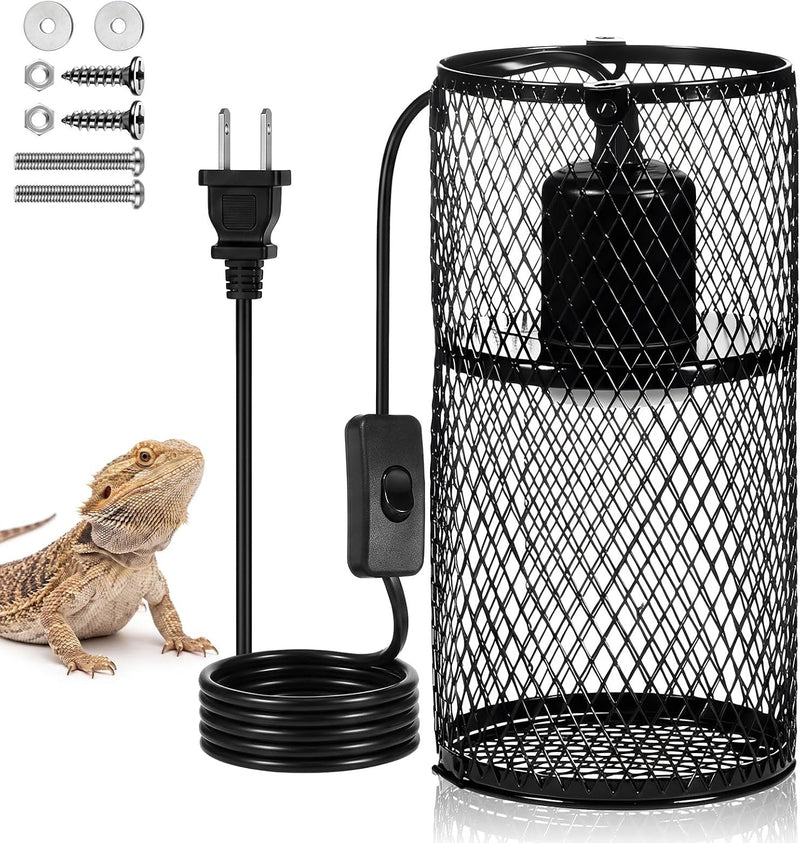 VIHOSE 1 Pcs Reptile Heat Lamp Guard Anti Scald, 4 Inch, Black, Black