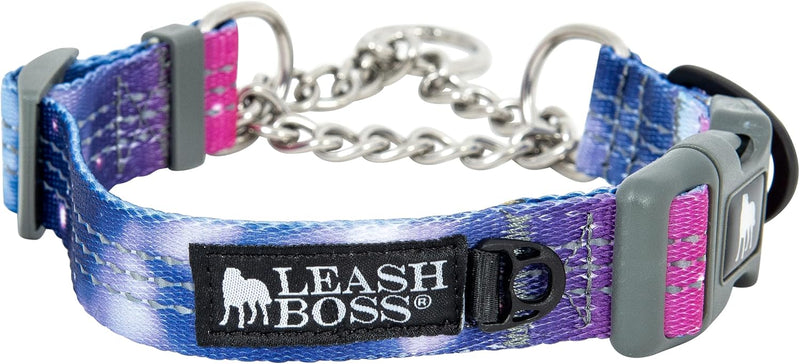 Leash Boss Martingale Collar for Dogs - Steel Chain | Reflective Nylon Dog Collar for Large Dogs, Medium and Small Dogs