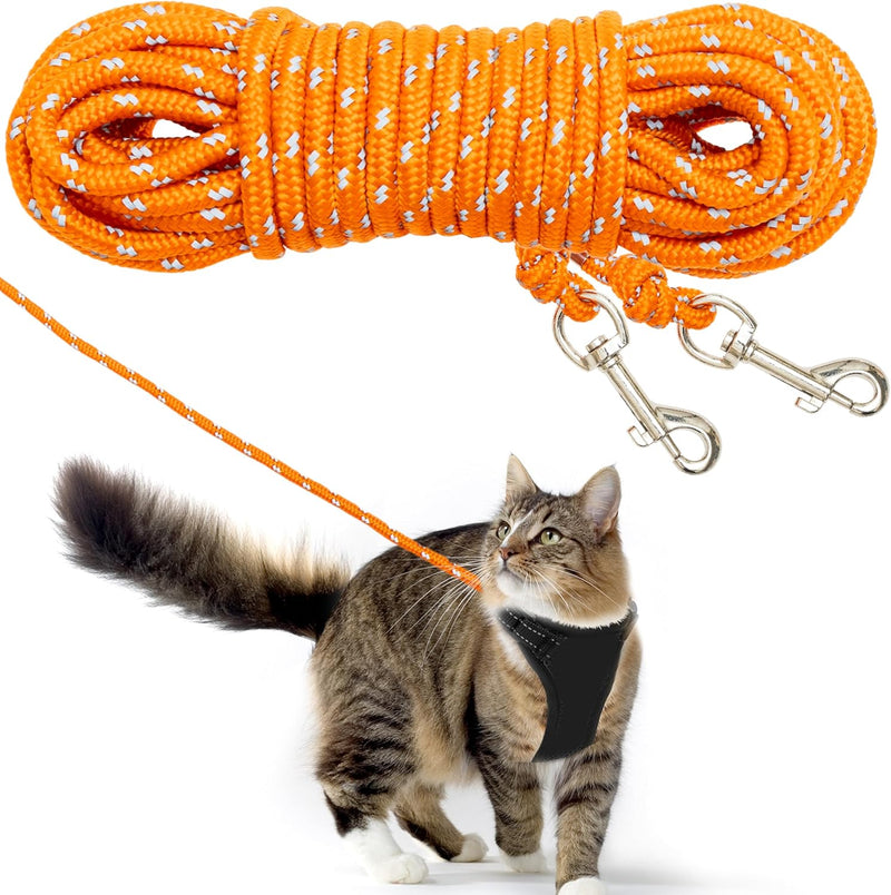 Cat Leash, 15 ft & 30 ft Reflective Long Pet Leash for Outdoor Use