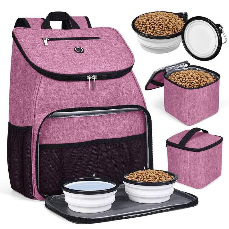 BAGLHER丨Dog Travel Bag, Airline Approved Pet Supplies Backpack, Dog Travel Backpack with 2 Silicone Collapsible Bowls and 2 Food Baskets