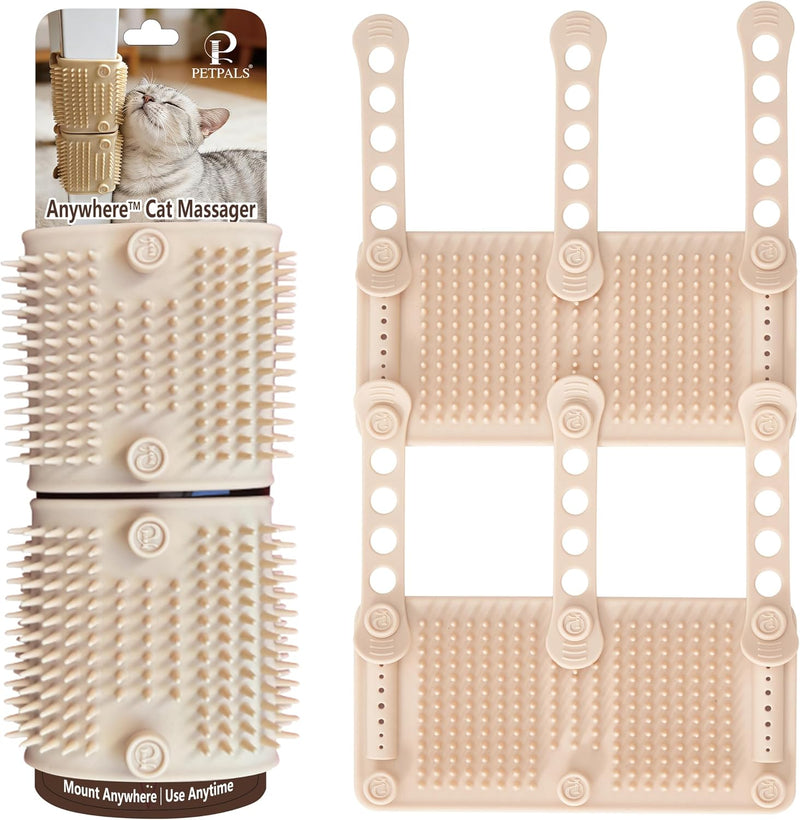 PetPals Cat Grooming Massager with Adjustable Bands & Silicone Bristles