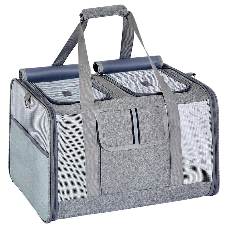 Lawfery Cat Carrier for 2 Cats, Large Soft-Sided Pet Travel Carrier, Dual Compartments, Privacy Protection, Dog Carrier for Small/Medium Dogs, Home & Outdoor Use