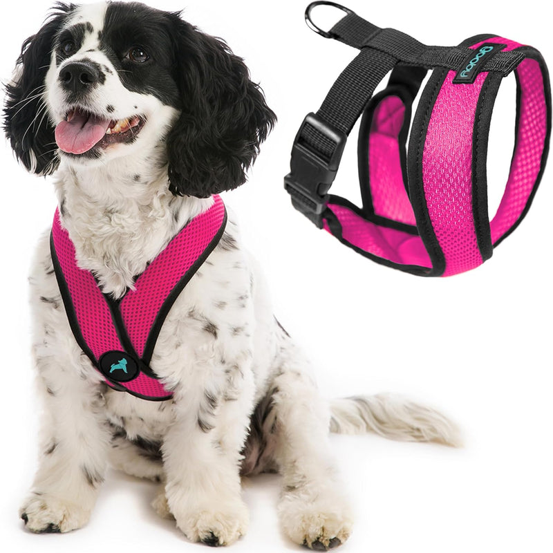Gooby Comfort X Head-in Dog Harness, Choke-Free, Flamingo Pink, Medium