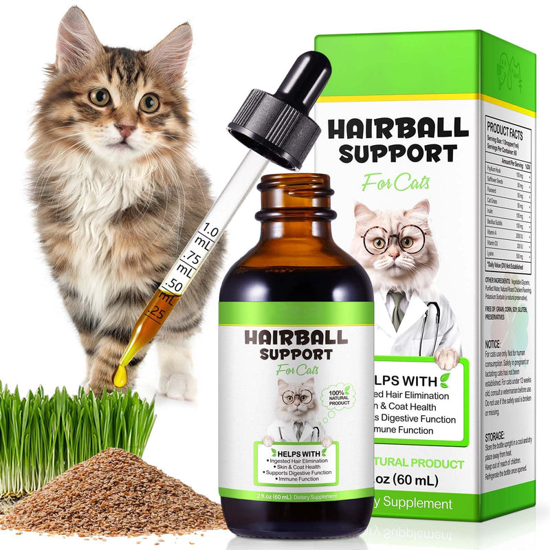 NBTREKTIE Hairball Treatment for Cats - Natural Hairball Relief Drops with Pumpkin & Aloe, Prevents Vomiting & Supports Digestion, for Kittens & Adult Cats, 2 fl oz (1 PCS)