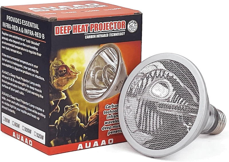 80W Deep Heat Infrared Projector Lamp for Reptiles, Emits Infrared A & B Wavelengths, Reptiles Basking Light Heat Lamp B
