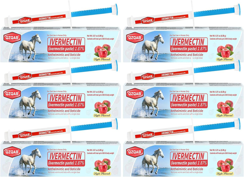 Ivermectin Horse Paste Dewormer , Horse Wormer Paste, Apple Flavor, 0.21 Ounces, 6 Pack