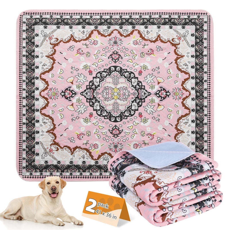 KOOLTAIL Washable Pee Pads for Dogs, 2 Pack Super Absorbent Reusable Puppy Training Pads Waterproof, Nonslip and Leak-Proof Dog Pee Pads, Large Pet Mats Whelping Pads for Floor, Crate, Couch, 36