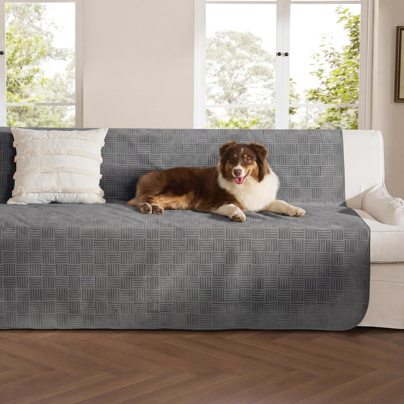 Bedsure Waterproof Couch Cover for Dogs Washable - Waterproof Blanket for Large Dogs Couch Sofa Bed Cozy, Lightweight Furniture Protector for Pet Cat Quick Drying, Ash Grey, 52x82IN