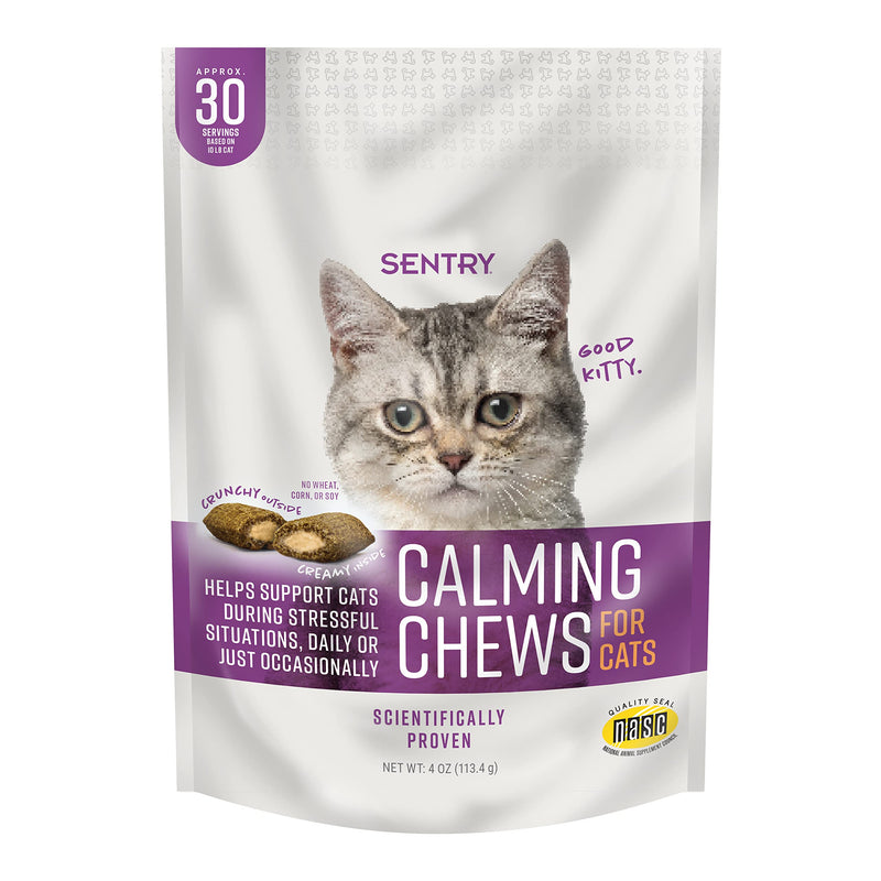 Sentry Calming Chews for Cats, Calming Aid Helps to Manage Stress, With Pheromones That May Help Curb Destructive Behavior, Calming Health Supplement for Cats, 4 oz.