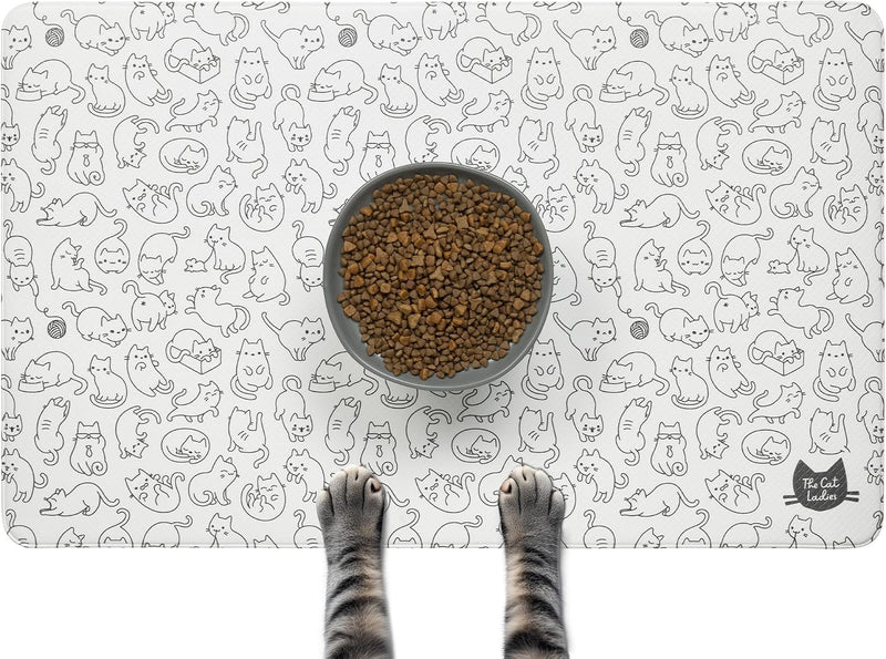 The Cat Ladies Cats Feeding Mat - Waterproof Dishwasher Safe Small Pet Eating Placemat - Cat & Dog Food Mats for Food an