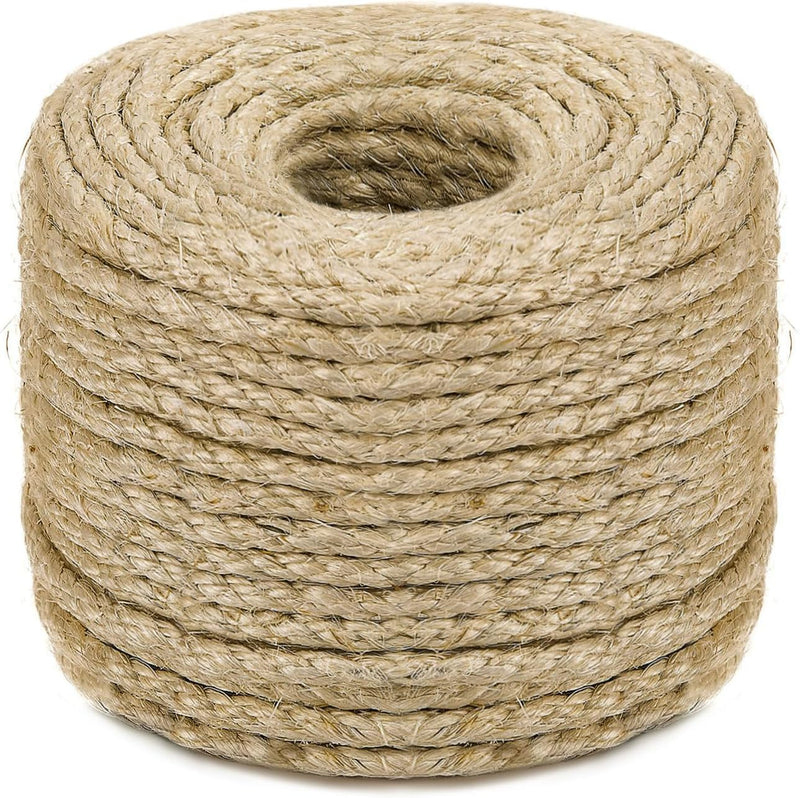 Sisal Rope for Cat Scratching Post Tree Tower Replacement for Repairing Recovering or DIY Scratcher (Natur, 4mm 50ft)
