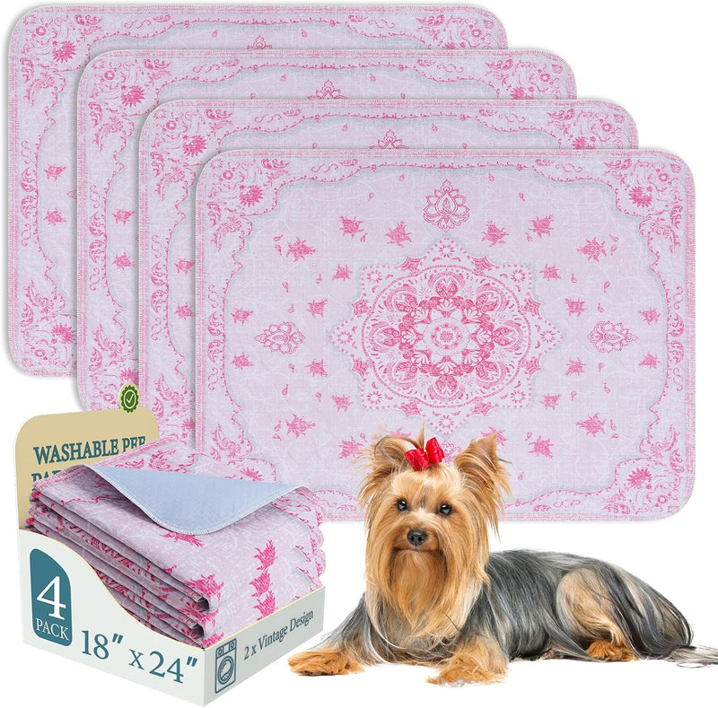 Homimp Washable Pee Pads for Dogs, 4 Pack Reusable Puppy Pads Waterproof, Absorbent and Leakproof Dog Pee Pads, Non Slip