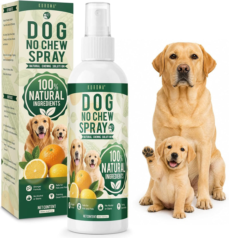 KUROMA Citrus Dog Deterrent Spray, Bitter Dog No Chew Spray for Dogs & Puppies, Non-Staining Dog Repellent Spray for Fu