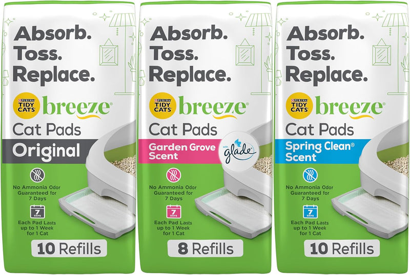 Tidy Cats Breeze Cat Pads Refill , 1 Original Refills, 1 Garden Grove, 1 Spring Clean (Variety Pack)