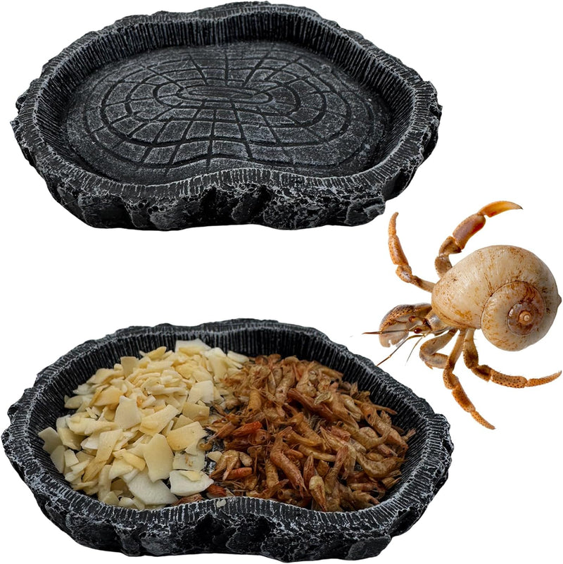 2 Pack Shallow Reptile Food Bowls, Reptile Feeding Terrarium Bowls for Bearded Dragon Lizard Frog Gecko Tortoise Hermit