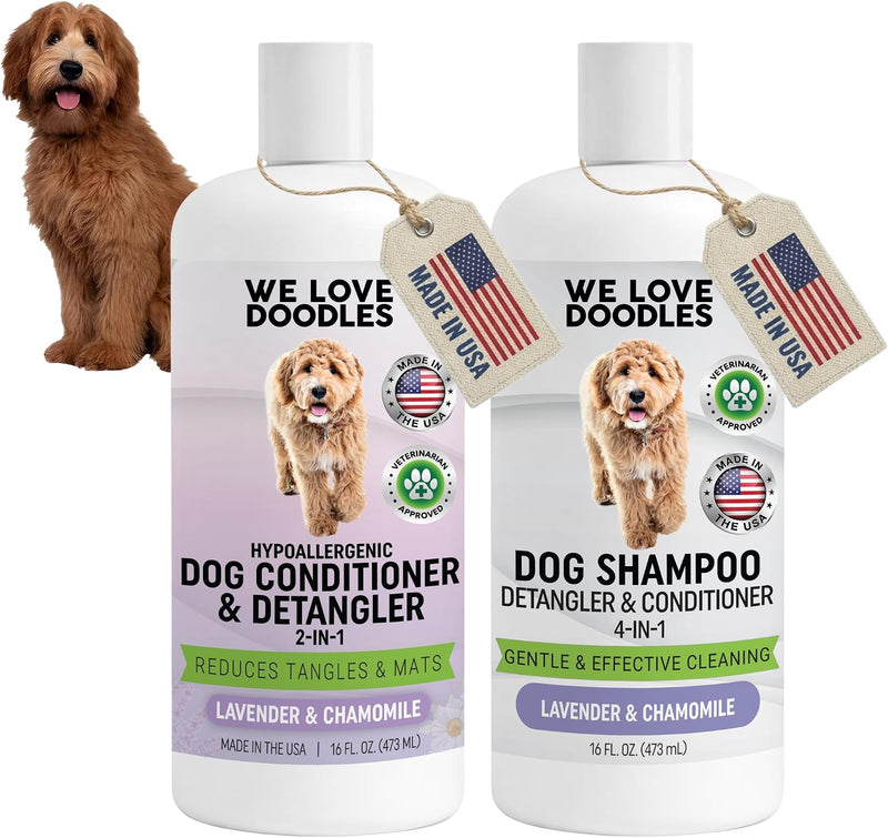 We Love Doodles 4-in-1 Dog Shampoo & Dog Conditioner Pack, Lavender, 16 oz